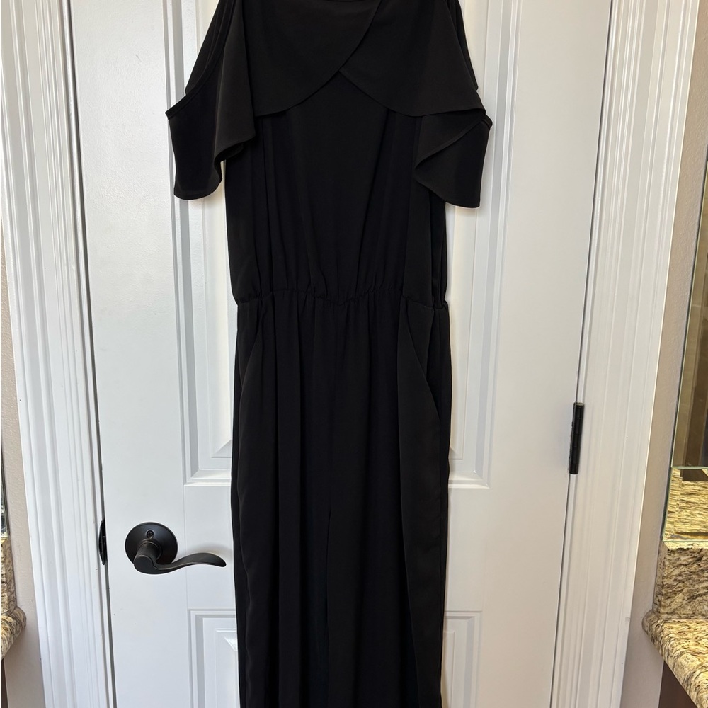 Joy Joy Black Maxi Pants Romper